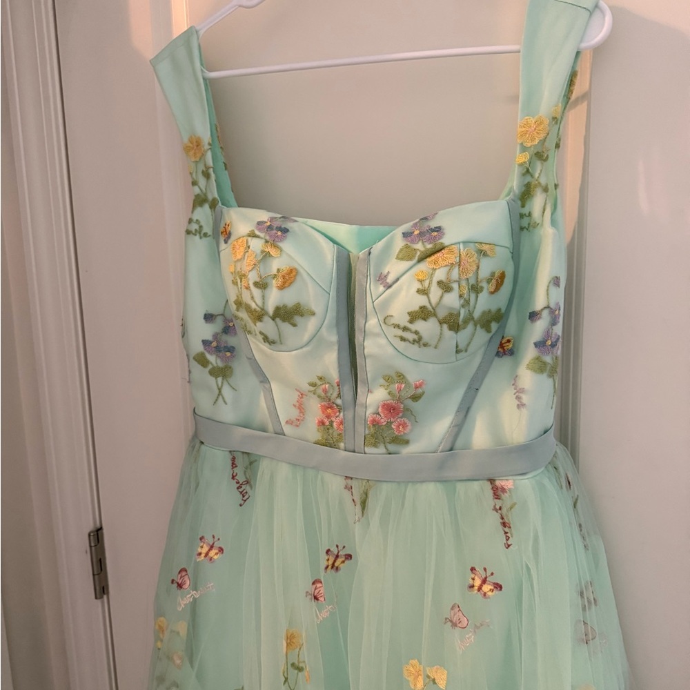 Floral Embroidered Maxi Dress in Mint Green